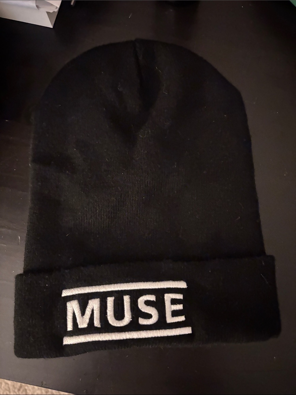 Muse Black Cuffed Beanie with White Logo